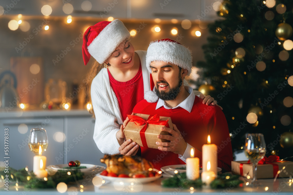 family celebrating Christmas