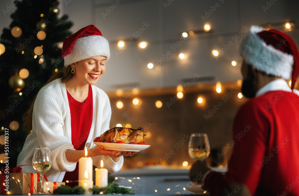 couple having Christmas dinner