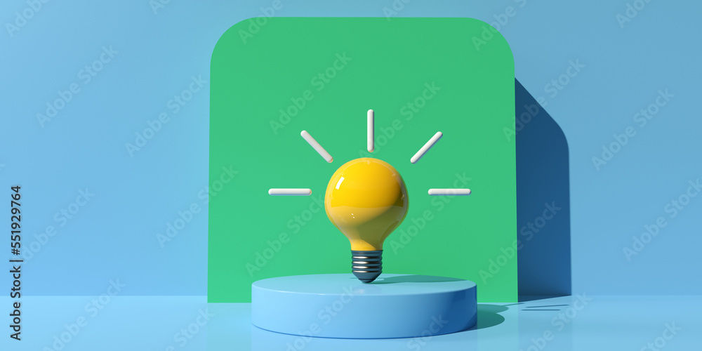 Light bulb on a podium - 3D render