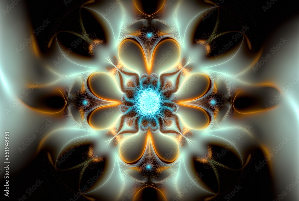 Digital art with relaxing pastel colors, lively flowing lines, and beautiful symmetrical fractal cos