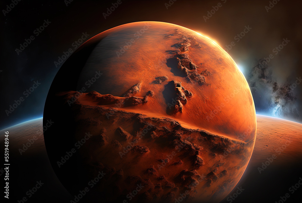 NASA provided the imagery for this depiction of the planet mars. Generative AI