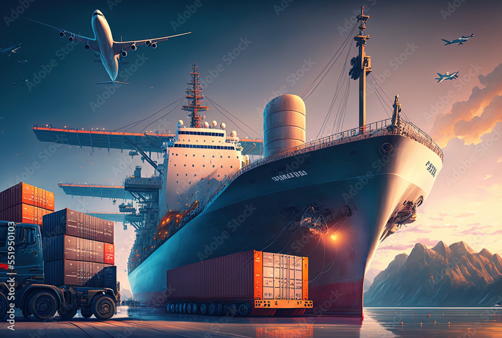 Concepts for business logistics, imports, and exports. Generative AI