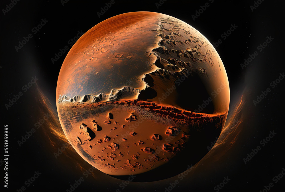 Mars on a pitch black backdrop. This images components were provided by NASA. superb photograph. Ge