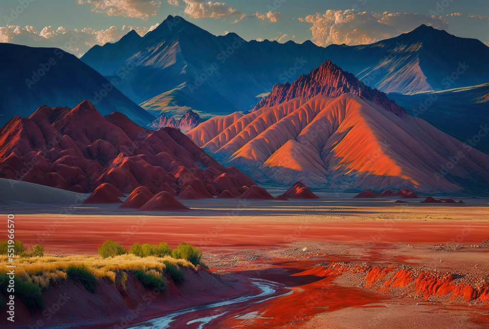 In the Mars Valley, also known as Kyzyl chin Valley, there are red mountains. altai, Russia, and Sib