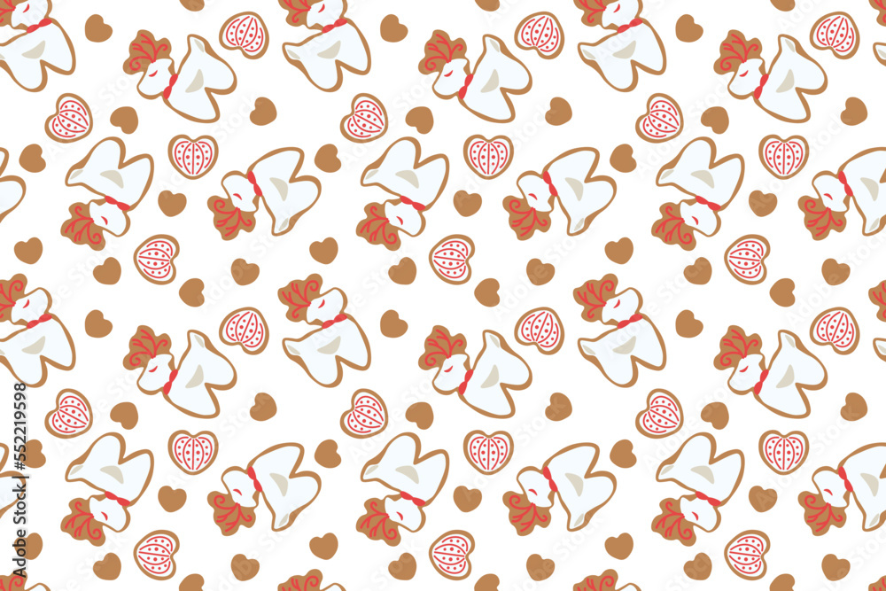 Christmas cookies on white background. Pattern for design