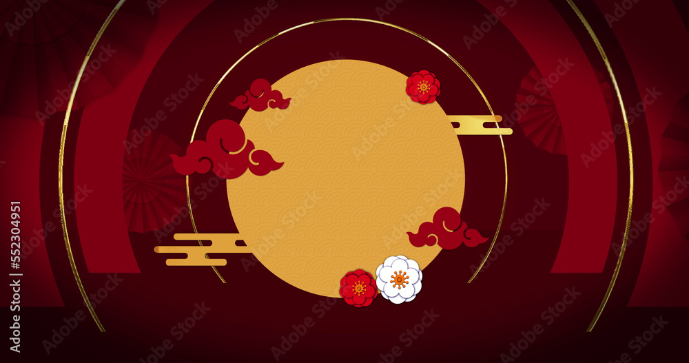 Image of chinese new year pattern on red background