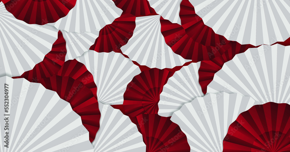 Image of chinese new year fan pattern on red background