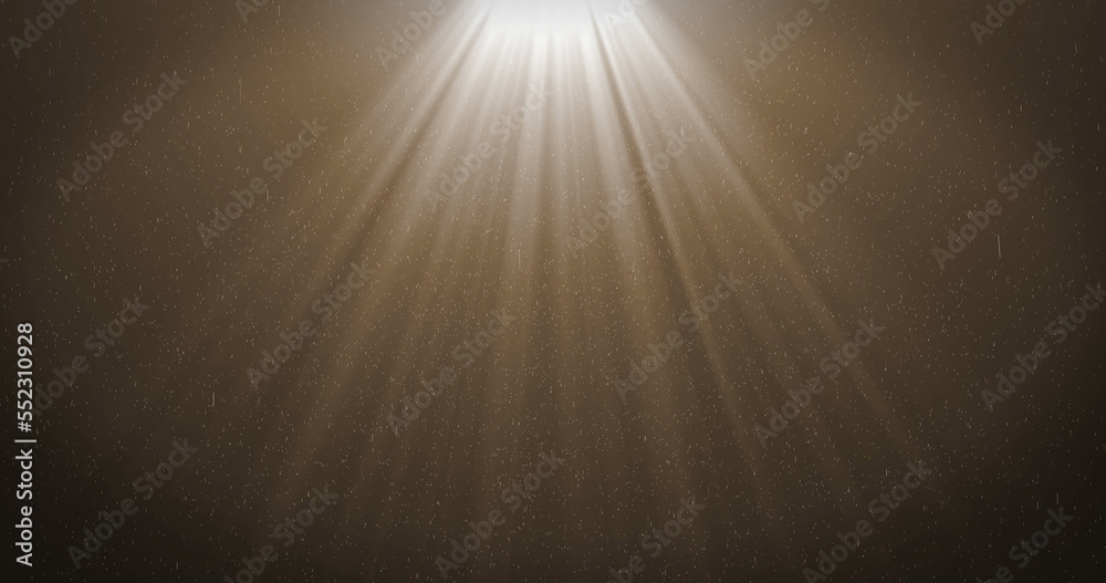 Image of falling confetti and light rays over black background