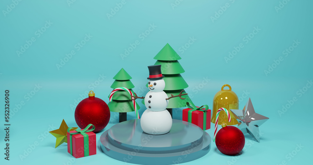 Image of christmas decorations over green background