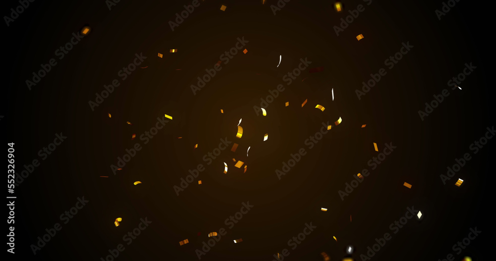 Image of confetti falling over black background