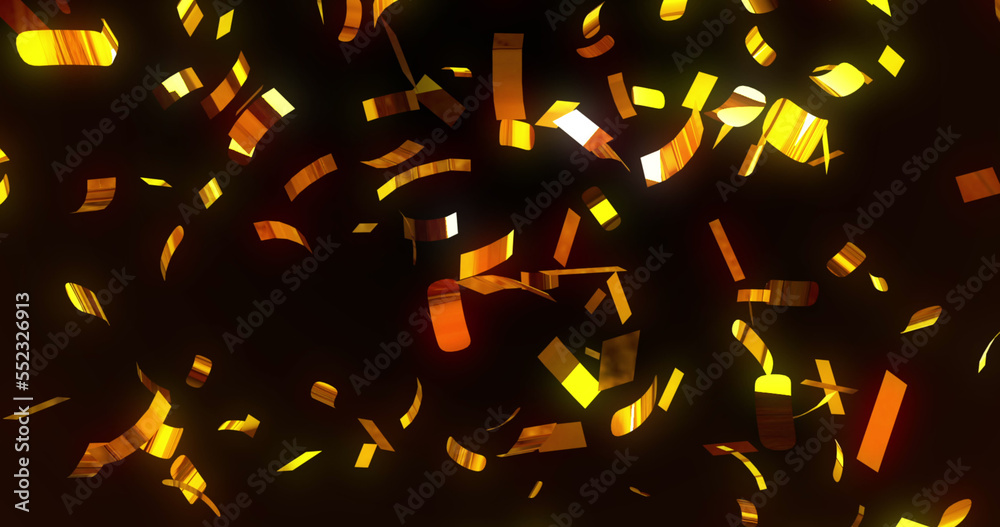 Image of confetti falling over black background