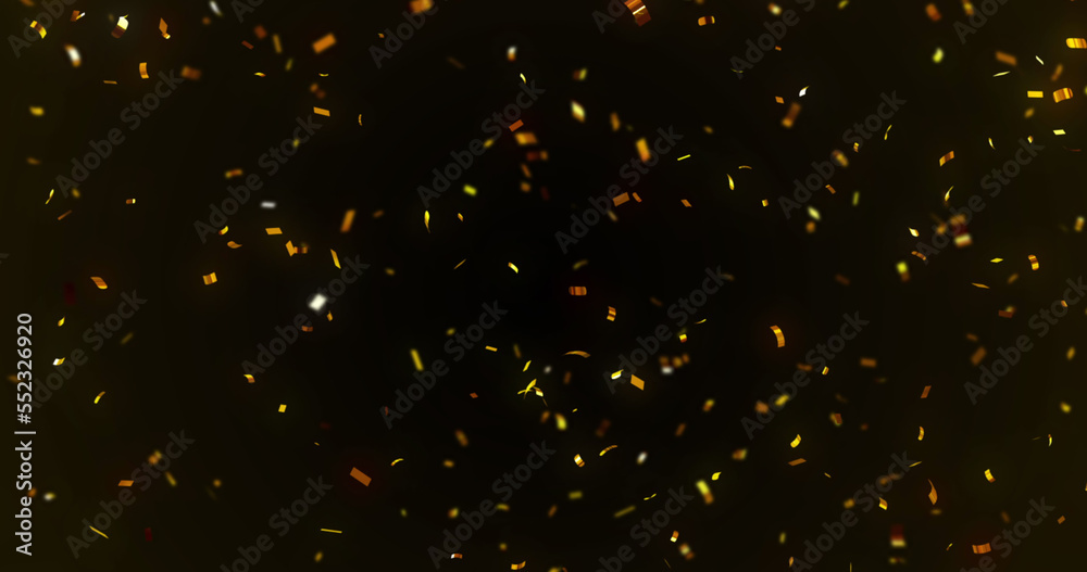 Image of confetti falling over black background