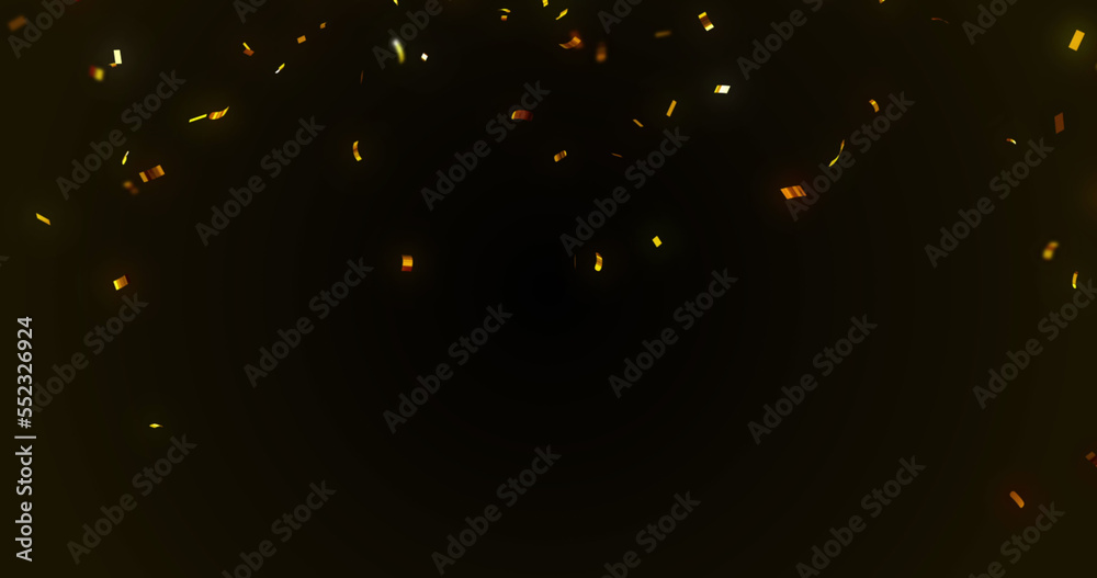 Image of confetti falling over black background