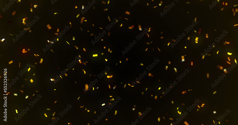 Image of confetti falling over black background