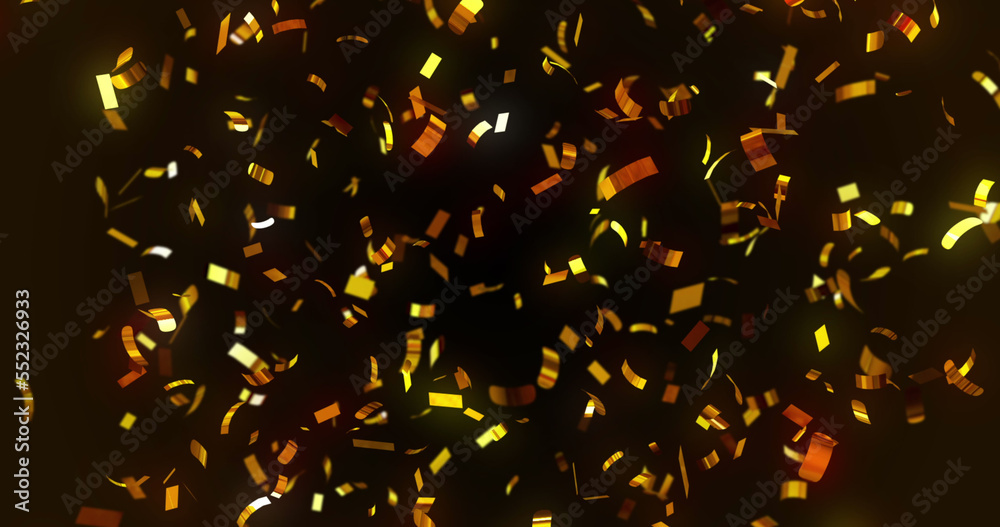 Image of confetti falling over black background