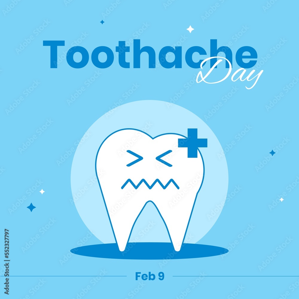 Composition of toothache day text over tooth icon