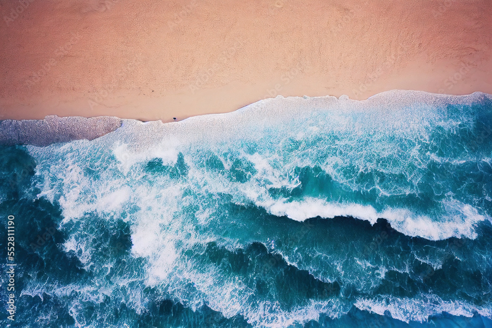 Spectacular drone photo of beach for refreshing and calmness concept. Generative AI. 