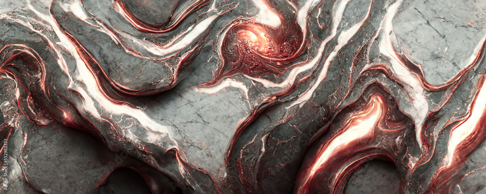 Splendid wavy pattern pink gold digital art marbling . Generative AI. 