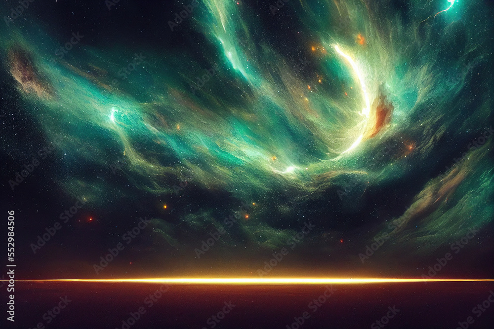 Splendid vibrant color starry galaxy universe in digital art . Generative AI. 