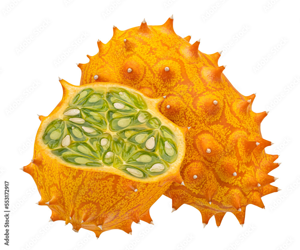 Kiwano isolated on white background with clipping path