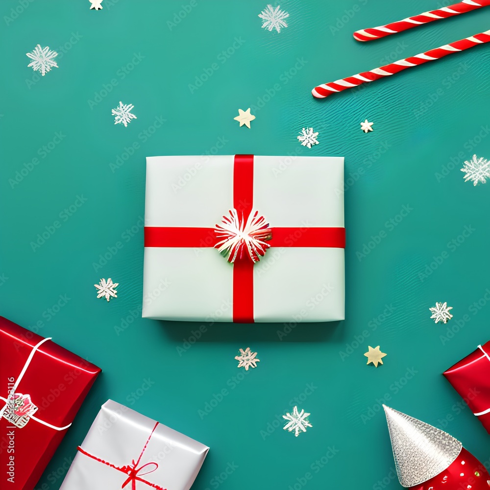 Christmas greeting card and gifts. Generative AI