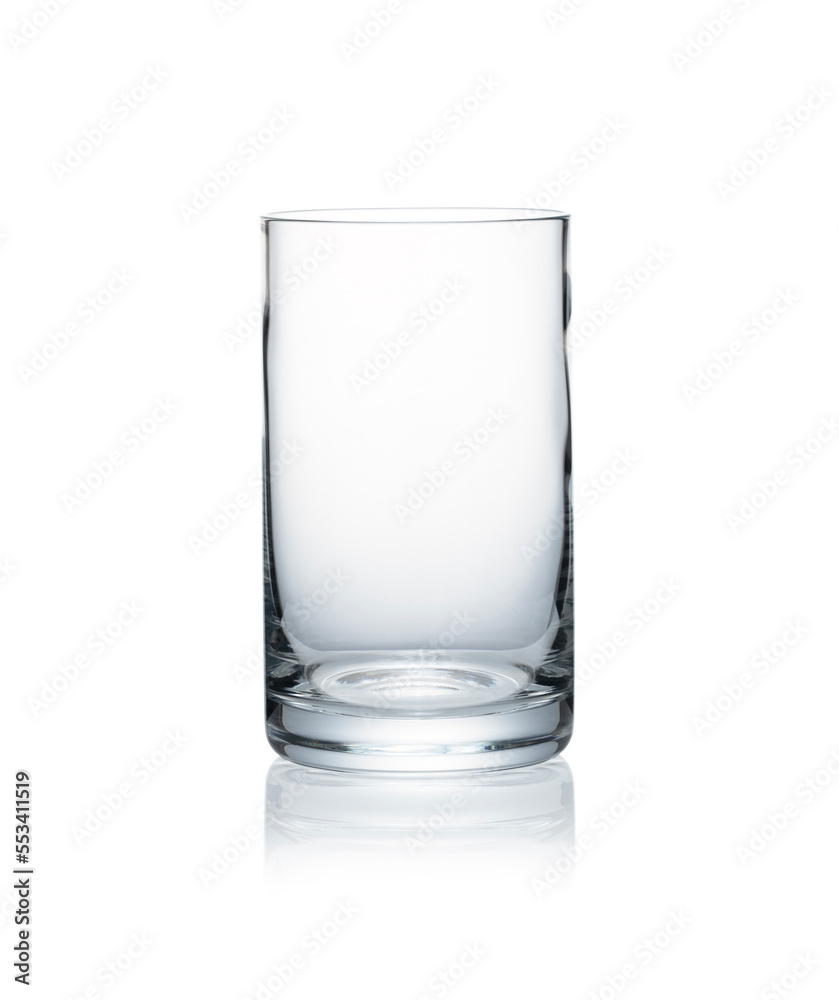 Glass placed on white background