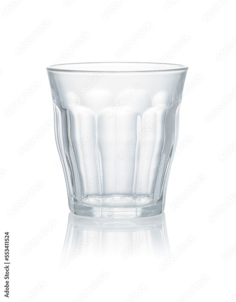 Glass placed on white background