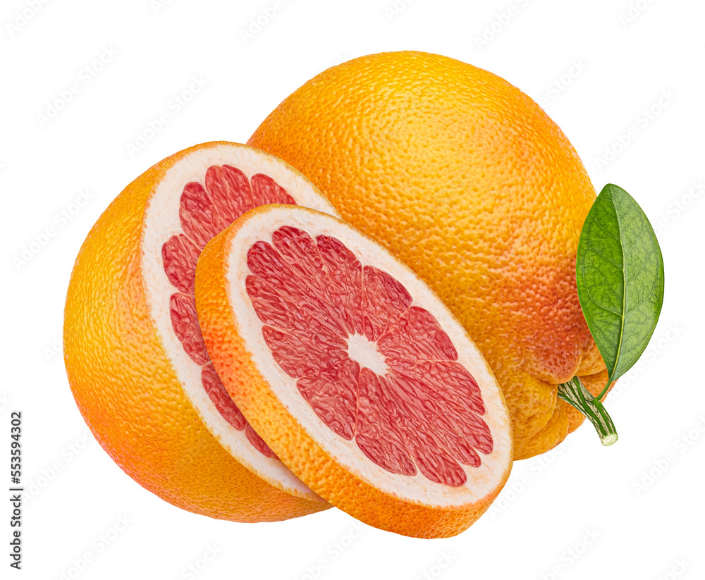 Grapefruit isolated on white background with clipping path