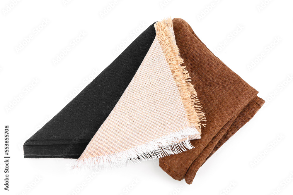 Kitchen napkins on white background