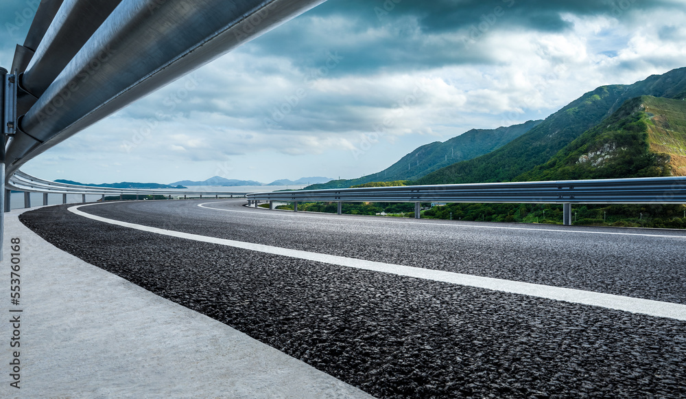 Country road and mountain with sea natural landscape 