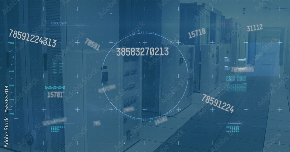 Image of scope scanning and data processing over empty office