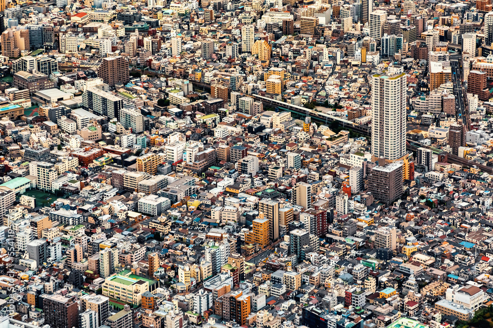 Aerial view of Ueno City Tokyo, Japan