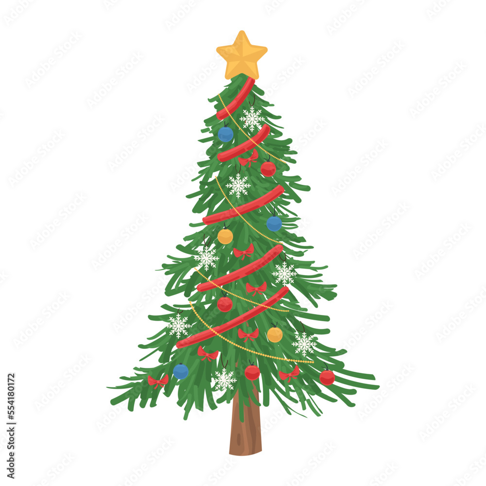 Beautiful Christmas tree on white background