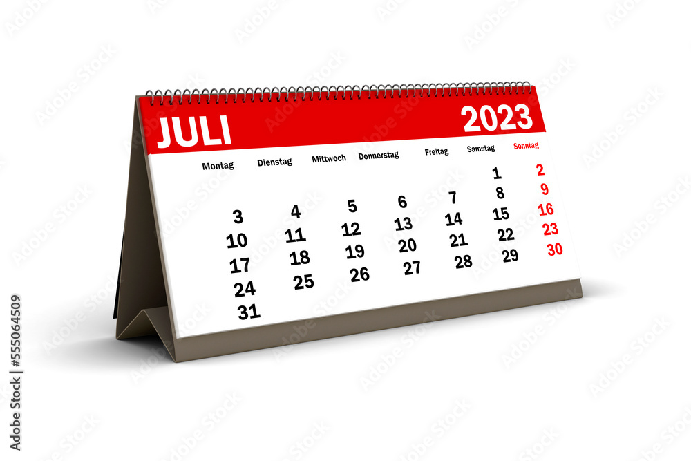 Juli 2023 - Tischkalender freigestellt