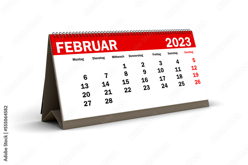 Februar 2023 - Tischkalender freigestellt