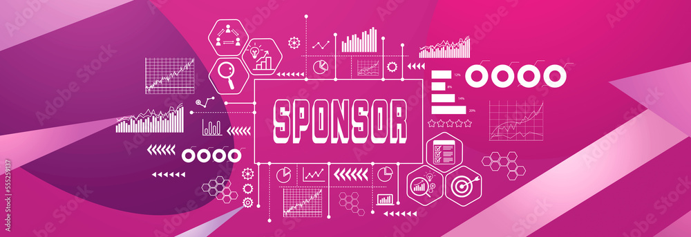 Sponsor theme on a geometric pattern background