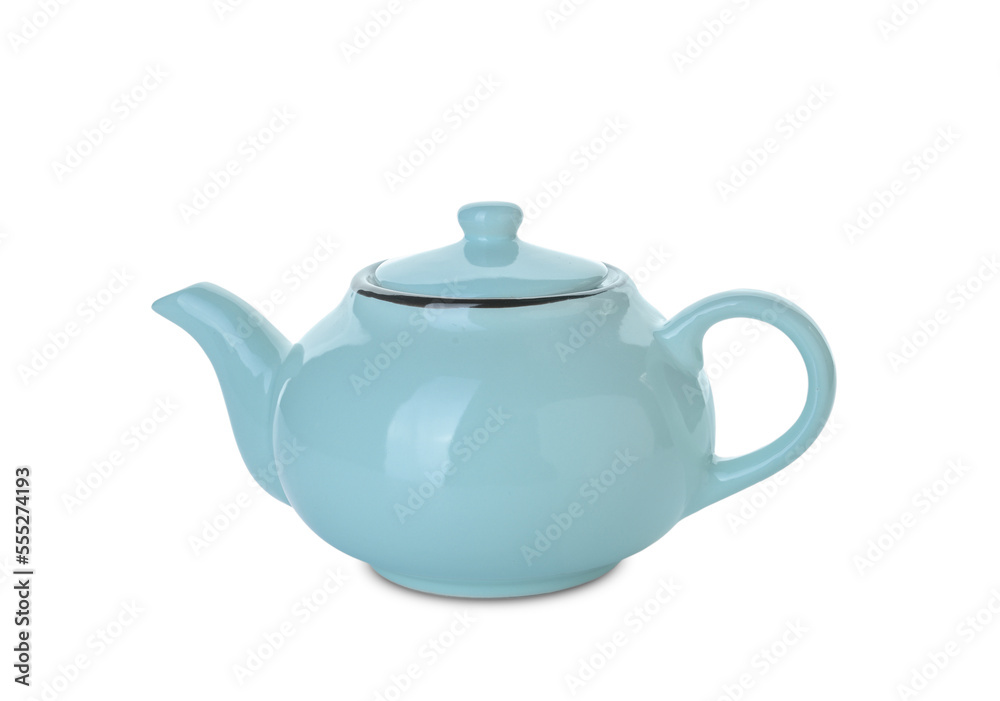 Stylish teapot isolated on white background