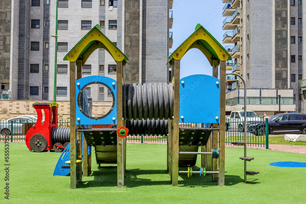 View of childrens playground with slides