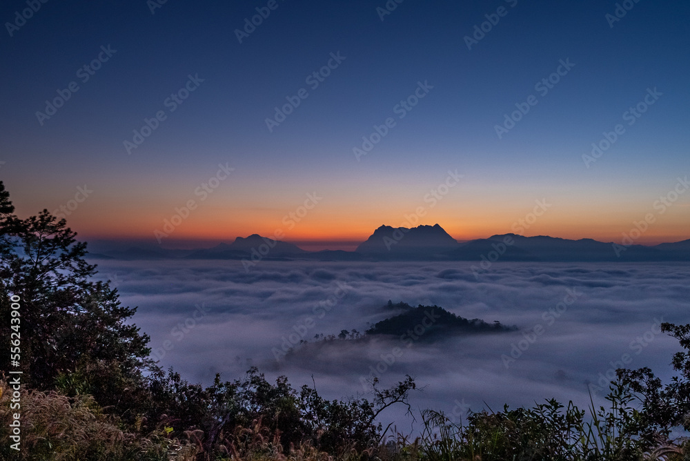 Majestic view of Doi Luang Chiang Dao in northern Thailand, the third highest mountain in Thailand, 