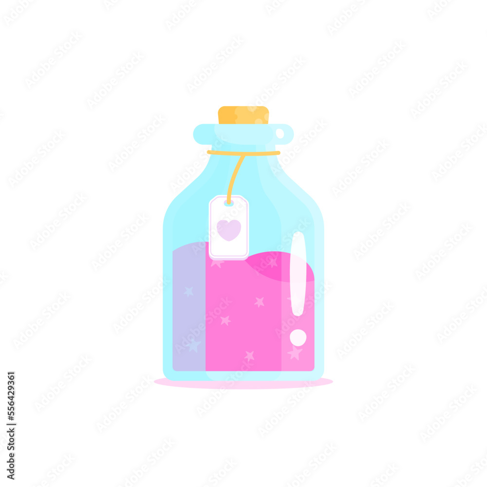 Flat design pink love potion illustration Vector illustration.