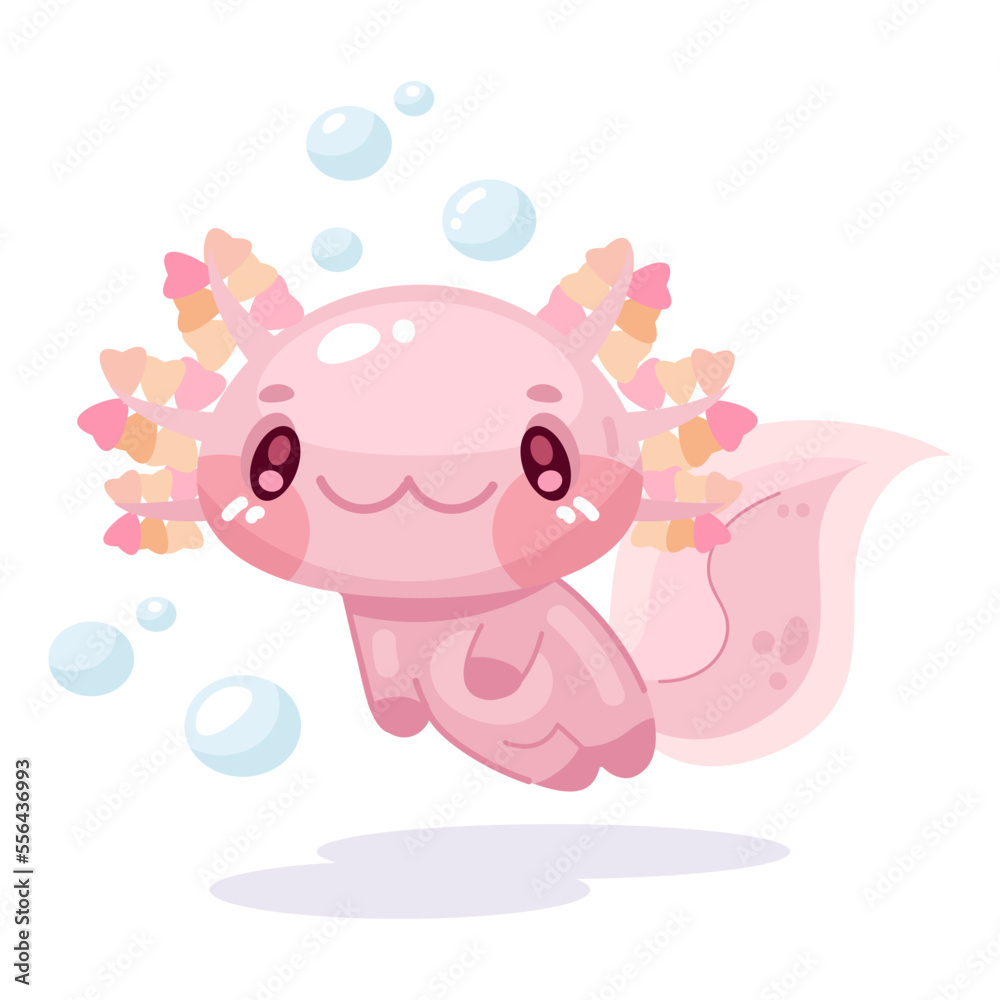 Adorable marine ajolote illustration Vector illustration.