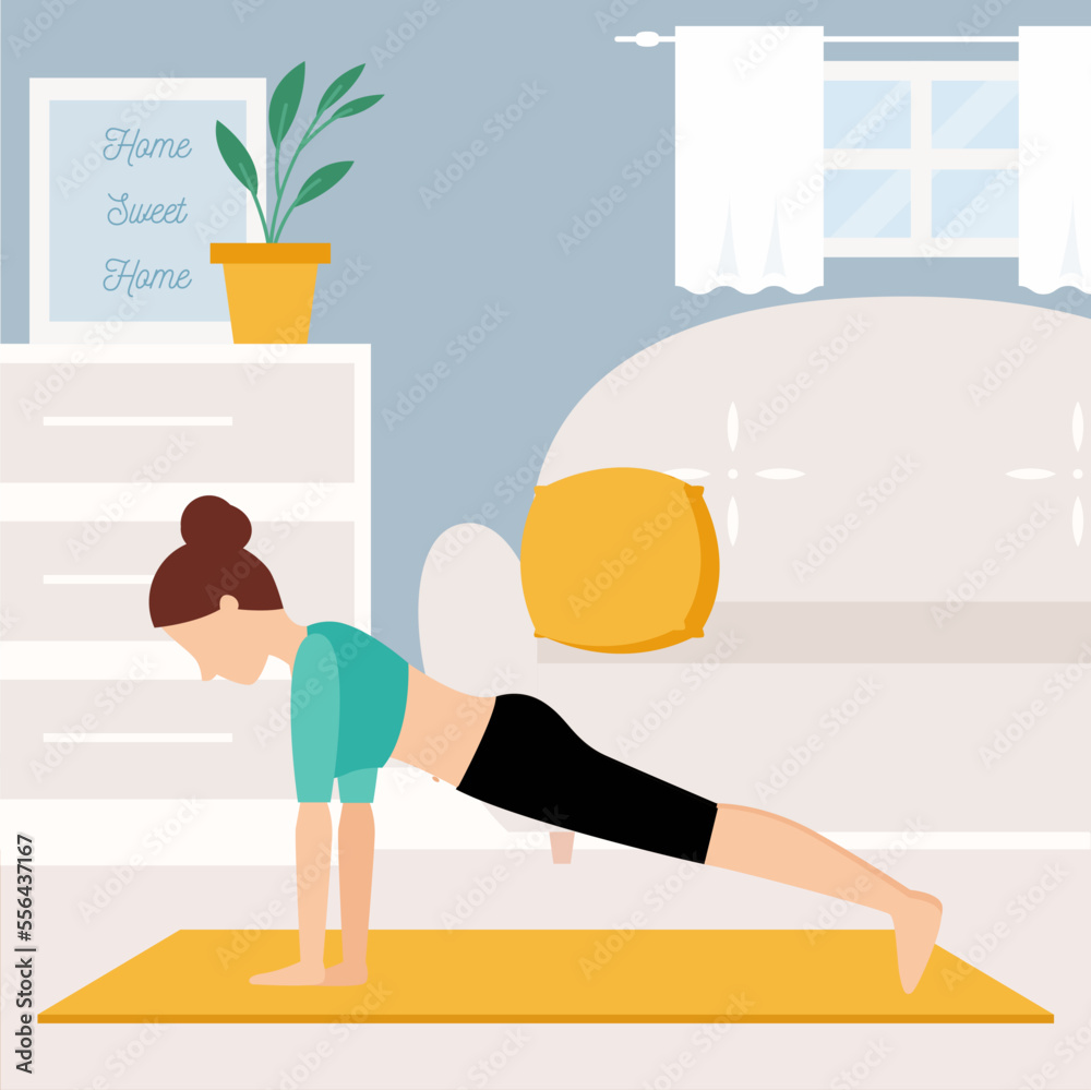 Training at home concept Vector illustration