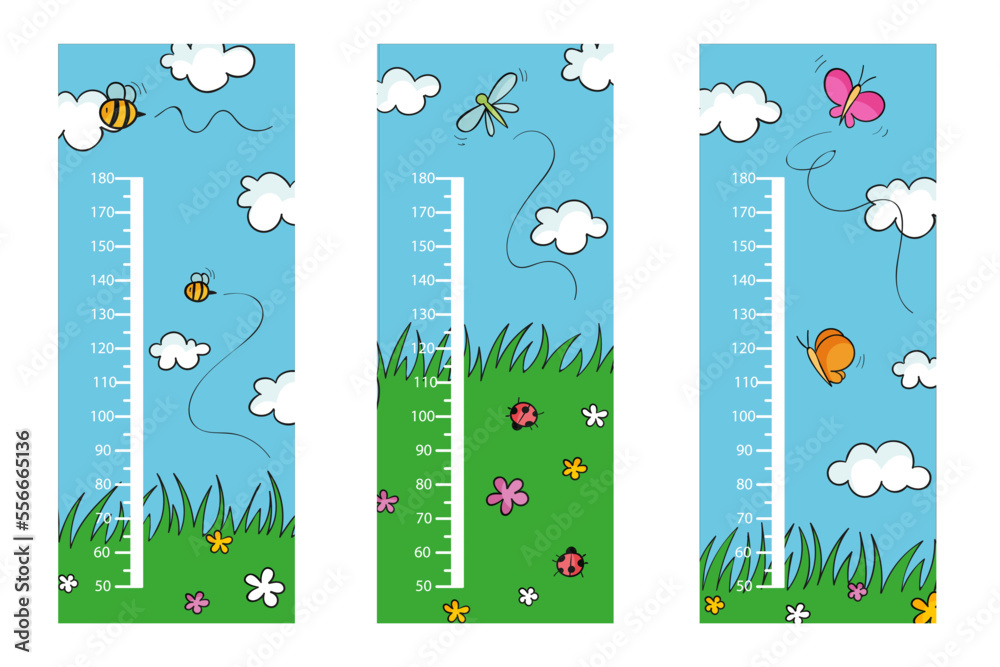 Cute drawn height meters collection illustrated Vector illustration.