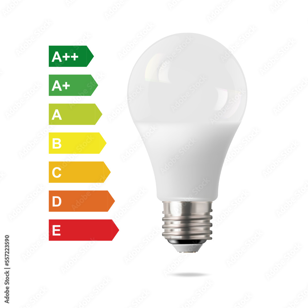 Glowing LED bulb isolated on transparent background. Vector illustration.