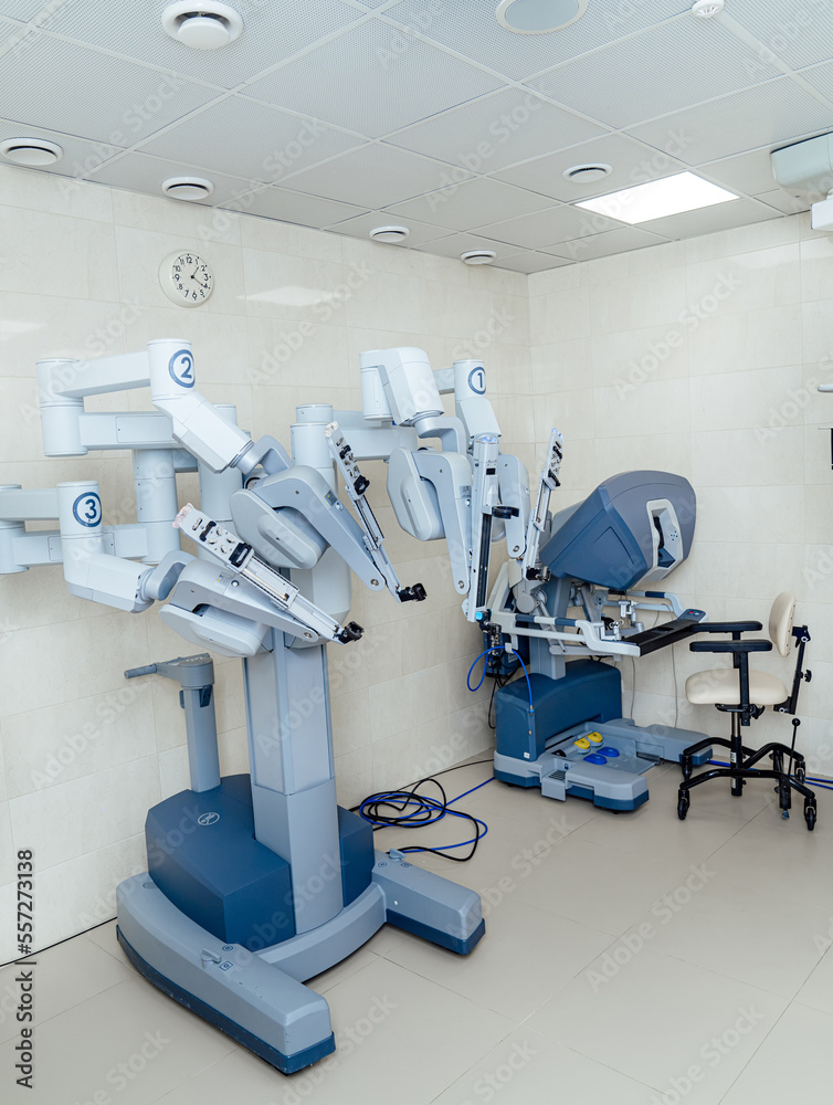 Modern Da vinci surgery robot. Medical operation technologies.