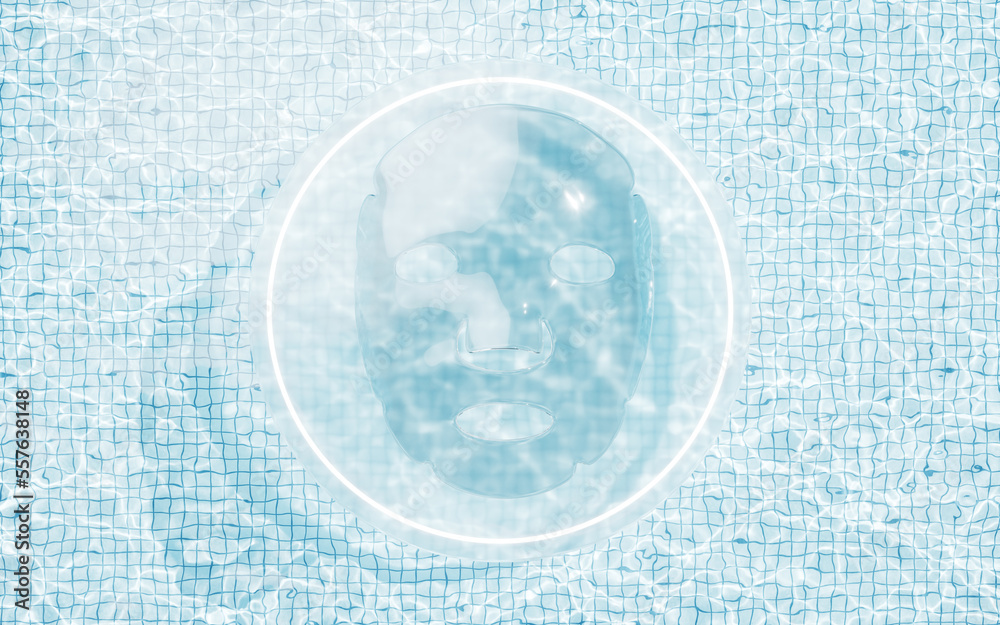 Facial mask with water background, 3d rendering.