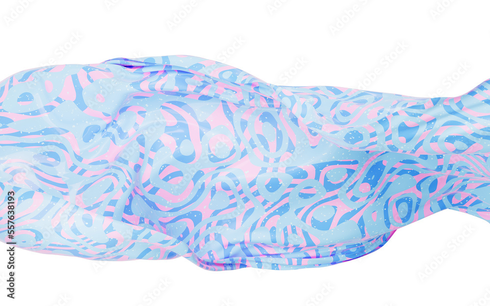 Flowing cloth with abstract wave pattern, 3d rendering.