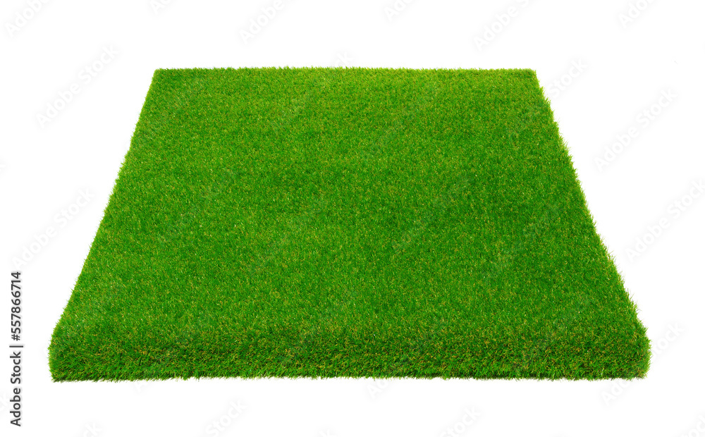 Green grass carpet on white