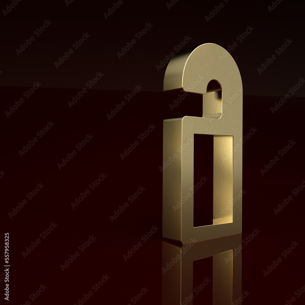 Gold Please do not disturb icon isolated on brown background. Hotel Door Hanger Tags. Minimalism con