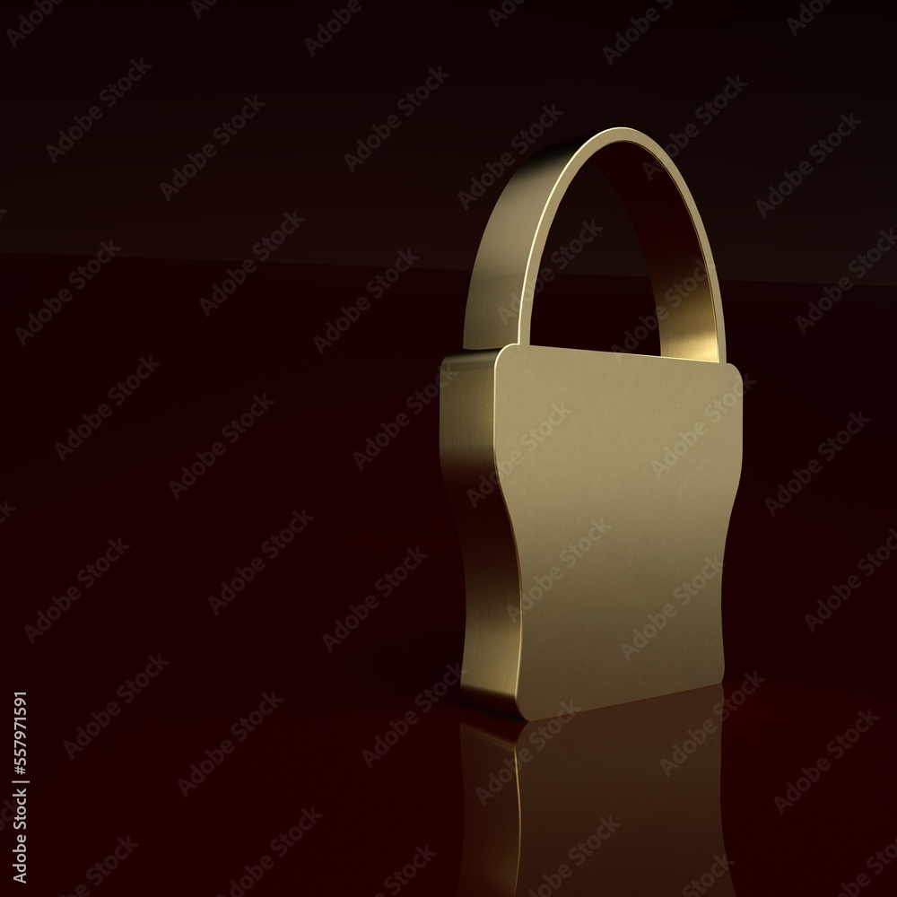 Gold Chicken egg on a stand icon isolated on brown background. Minimalism concept. 3D render illustr